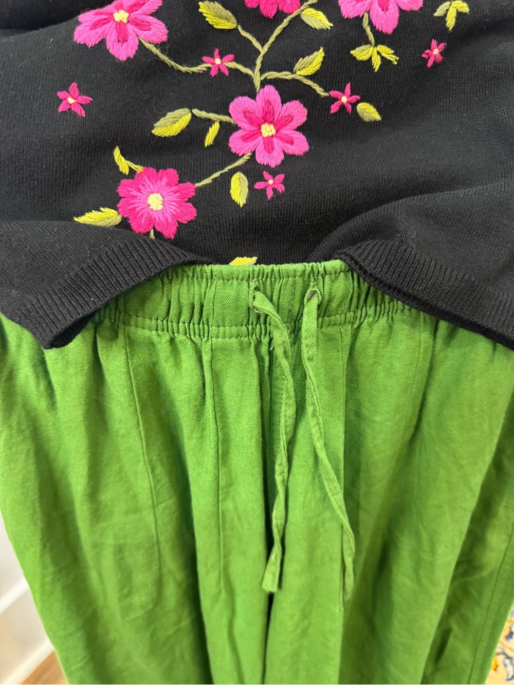 Top shop cotton viscose Kelly green lightweight casual summer spring pants